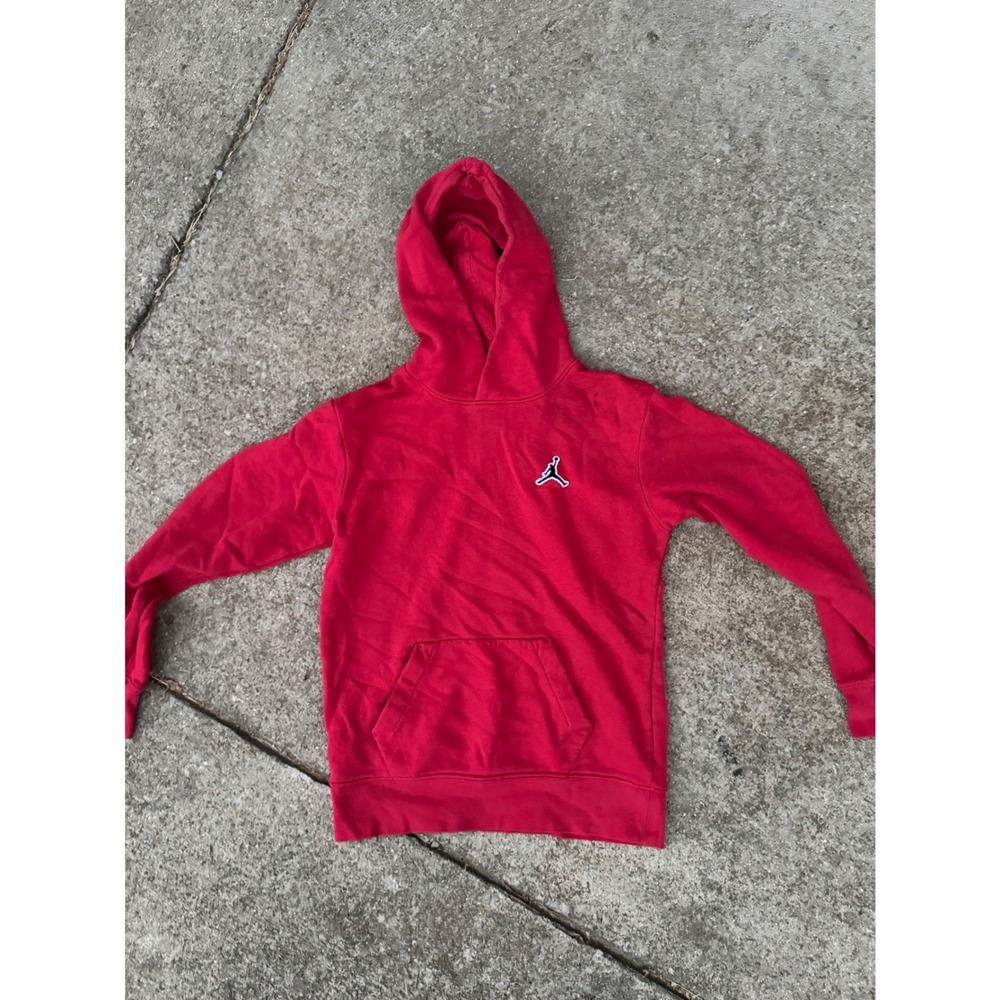 Jordan Boys Red Jumpman Pullover Fleece Hoodie Size L 12-13 Yrs A715-R78